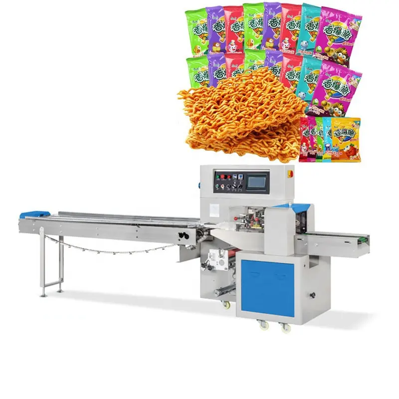 Automatic Flow on edge Biscuit Cookies Packing Machine cake food grocery instant noodles packing machine