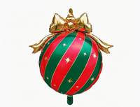 Weihnachtsdekoration Runder Folienballon Schleife Weihnachten Gestreifter Stern-Druck Heliumballons Neujahr Feiertagsparty Wanddekoration