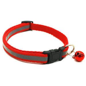 럭셔리 스트라이프 나일론 애완 동물 강아지 고양이 개 목걸이 클래식 전술 스타일 야간 가시성 리본을위한 부드러운 내구성 반사 조명 - Product Image 4