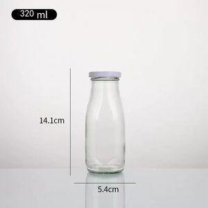 Vente en gros de bouteilles de lait en verre transparent vides de 10oz 500ml 750ml bouteilles de petit-déjeuner vintage avec couvercles pour les enfants de fête - Product Image 5