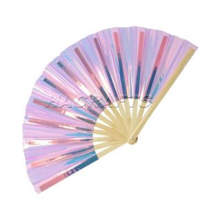 Custom Printed UV Reflective Large Clack Folding Bamboo Rave Decorative Hand Held Fans As Women Festivals Parties Accessories - Product Image 3