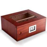 Boîte à cigares personnalisée en bois de cèdre avec finition laquée, style américain moderne et luxueux, avec fenêtres transparentes, logo personnalisé