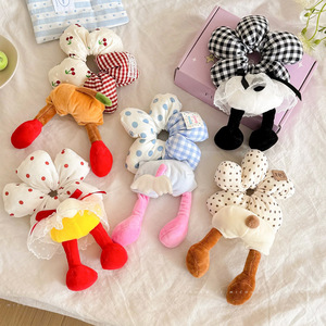 Élastique à cheveux en tissu fait main, motif à pois ondulés et fleurs, en éponge, pour <span class=keywords><strong>femme</strong></span>, style jupe évasée, accessoire de coiffure amusant et mignon - Product Image 1