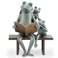 Statue de grenouille de jardin en bronze de grande taille assise et lisant un livre pour l'extérieur