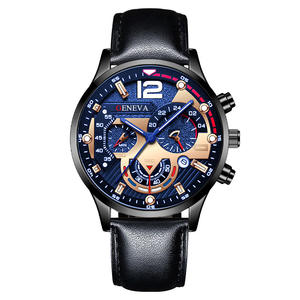 Hot-selling men's watch six-hand multi-functional calendar <b>wristwatch</b> sporty luminous quartz leather strap men's watch - Product Image 4