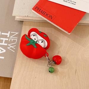 Étui de protection 3D amusant en silicone motif tomate pour <span class=keywords><strong>AirPods</strong></span> 1 2 3 4 Pro 2 avec pendentif - Product Image 1