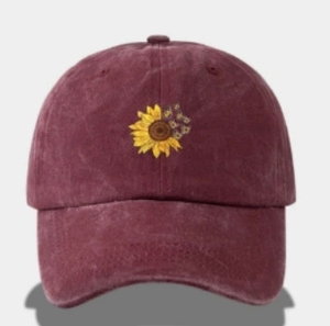 หมวกเบสบอลผ้าฝ้ายฟอกสีปรับได้ปักลายดอกทานตะวันสำหรับผู้หญิงหมวกแก๊ปเบสบอลกันแดดสำหรับฤดูร้อน - Product Image 3