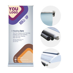 Stand Display Gulung Portabel dengan Alas Lebar, Rangka Aluminium, Spanduk Cetak Modis untuk Iklan Kosmetik, Pameran, dan Promosi - Product Image 1