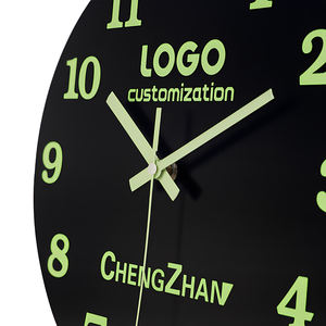 30cm OEM reloj de pared Quartz Night Lightルミナスウォールクロック木製サイレント装飾ラウンドウォールクロック - Product Image 2