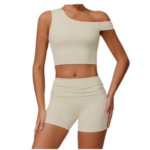 Ensemble de sport 2 pièces respirant pour femme en Spandex/Nylon, avec soutien-gorge de sport et short, personnalisable, Nouveauté 2026 - Product Image 1