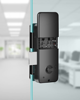 Serrure de porte intelligente automatique à empreinte digitale, système de sécurité moderne pour porte en verre sans cadre avec application de contrôle à distance, idéal pour bureaux et hôtels