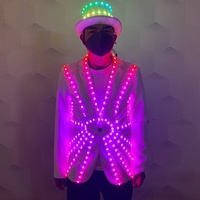 Veste à LED RVB pleine couleur, imprimée, pour scène, danse, costume Tron, tenue de performance pour danseuse de salle de bal, vêtement lumineux