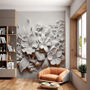 Carta da Parati 3D con Scultura Floreale in <span class=keywords><strong>Gesso</strong></span> per Soggiorno - Product Image 3