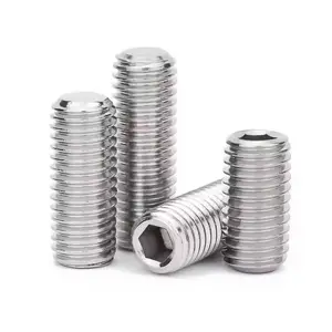 HENGTAI 304 Stainless Steel Headless Grub Screw Hex Socket Set Screws M1.6-M16 With Flat Point