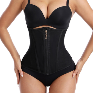 Corsetto <span class=keywords><strong>Nero</strong></span> da Donna con Cerniera Dorata e Chiusura Multi-Gancio per Modellare la Figura a Clessidra e Controllare la Pancia - Product Image 2