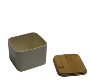 Square storage box PP material with bamboo cover daily necessities kitchen storage