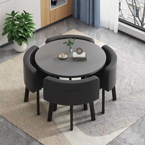 Juego de <span class=keywords><strong>Mesa</strong></span> de Comedor Redonda Pequeña con <span class=keywords><strong>4</strong></span> <span class=keywords><strong>Sillas</strong></span> de Lujo Moderno para Cocina y Restaurante - Product Image 1