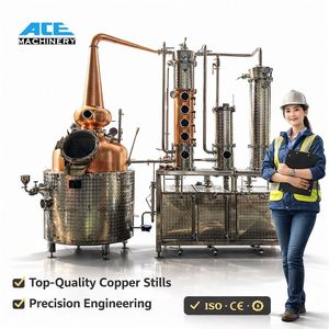 เครื่องกลั่นแอลกอฮอล์ทองแดง Ace 500L สำหรับการผลิตบรั่นดี จิน วิสกี้ เบียร์อเนกประสงค์ พร้อมระบบควบคุม PLC - Product Image 2