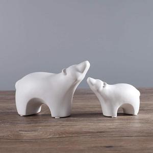 Set di Statuette di Orso Polare in <span class=keywords><strong>Ceramica</strong></span>, Sculture e Statue di Animali per Arredamento Casa, Oggetti d'Arte Fatti a Mano (Bianco, 2) - Product Image 1