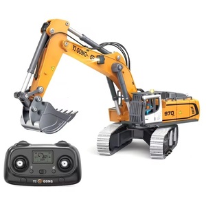 Modèle d'excavatrice YIGONG à l'échelle 1/50, modèle de construction RC en métal moulé sous pression 360 °   Piste métallique rotative avec bras mobiles, <span class=keywords><strong>cadeau</strong></span> pour garçons - Product Image 1