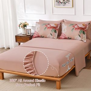 Ensemble de draps de lit sur mesure de haute qualité, 8 pièces, avec rideaux, ensemble de draps de lit king size en stock, ensembles de draps en coton en gros - Product Image 2