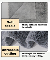 Serviette de nettoyage automobile en microfibre double face à poils longs et courts, absorbante, sans peluches, pour le detailing auto