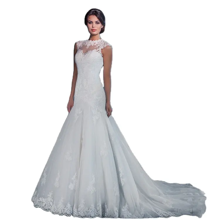 2024 Wedding Evening Dress Lace Elegant White Fish Tail Backless Bridal Wedding Dress Plus Size Evening Dress
