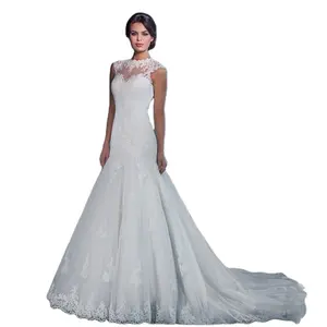2024 cưới buổi tối ăn mặc Ren Thanh Lịch trắng cá đuôi backless Bridal Wedding Dress cộng với kích thước buổi tối Ăn mặc