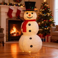Grand Ornement Pliable Lumineux Géant en Forme de Bonhomme de Neige - Décoration de Scène de Noël en Fer Forgé et Velours