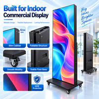 Afficheur LED intérieur 640x1920mm, écran publicitaire numérique mobile pliable avec roulettes pour centre commercial