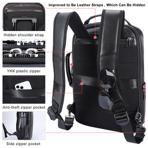 Mochila de Cuero Genuino para Hombre, Color Negro, 15.6 Pulgadas, Expandible, de Cuero de Grano Completo, para Portátil - Product Image 5