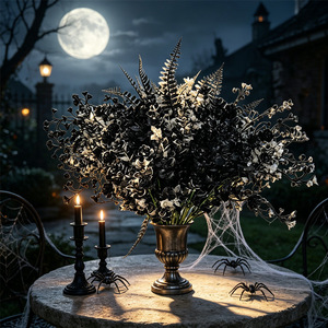 Plantas Artificiales de Eucalipto Persa Negras Personalizadas para Halloween, Hojas de Plástico para Decoración de Jardín y Fiestas - Product Image 2