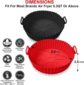 Tapis de cuisson en silicone réutilisable pour friteuse à air, antiadhésif, résistant à la chaleur, lavable, accessoires de cuisine - Product Image 3