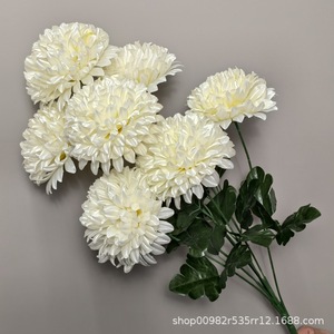 Chrysanthème artificiel à sept têtes <span class=keywords><strong>de</strong></span> 13 cm, super <span class=keywords><strong>grand</strong></span>, moulé par injection, pour arrangements floraux, idéal pour le festival Qingming et les mariages - Product Image 4