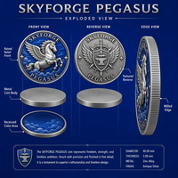Pièce de monnaie commémorative 3D en relief personnalisée en gros, série Pégase, pièce de défi en métal, cadeau souvenir, fabrication OEM ODM, badge à épingle