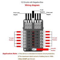 Boîtier de fusibles automobile 12V, panneau de fusibles à lame 12 circuits avec couvercle et indicateur LED, fabricant certifié CE Rohs pour bateau, camping-car, voiture, véhicule