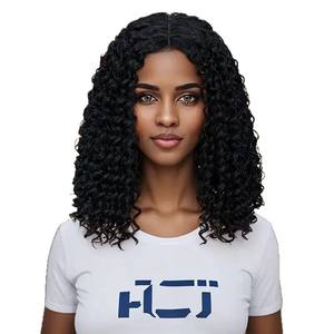 Perruques Lace Front Européennes et Américaines pour Femmes, Courtes, Bouclées Afro, <span class=keywords><strong>Mi</strong></span>-longues, avec Raie au Milieu, en Fibre Haute Température - Product Image 5