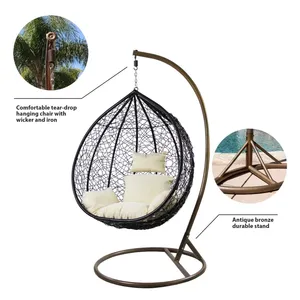 Best Selling Rattan Outdoor Swing Chair With Good Elasticity Outdoor Swing Chair