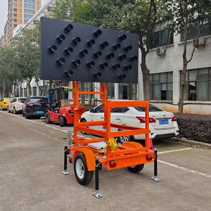 Remorque de signalisation routière à énergie solaire avec écran LED, panneau d'avertissement pliable pour travaux routiers, montage au sol, IP65 - Product Image 2