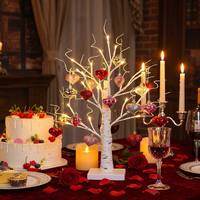 Lámpara LED con Forma de Árbol de Corazones, Luz Blanca Cálida, Romántica, Centro de Mesa para Interiores, IP44 Impermeable, Ramas de Plástico, para Bodas, San Valentín, Navidad