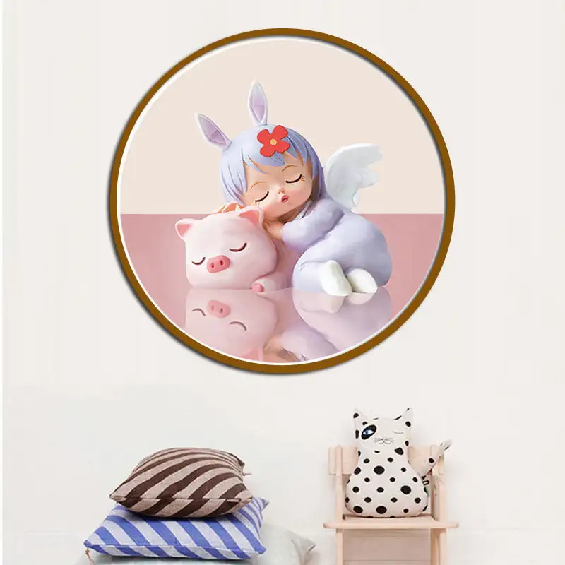 Children's room decoration painting pink cartoon girl heart warm bedroom bedside decoration hanging painting wall art