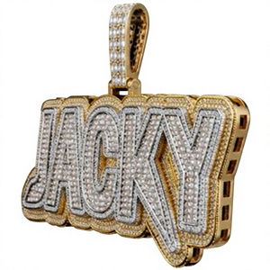 Pendentif personnalisé Orelia Luxe en argent sterling 925 avec lettre en moissanite taille brillant, micro-incrustation, plaqué argent, style Hip Hop - Product Image 4