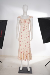 Yellow Floral Mermaid Maxi Dress for Women, Elegant Ruffle Strap Square Neck Summer Dress, For Casual Party Beach - Product Image 2