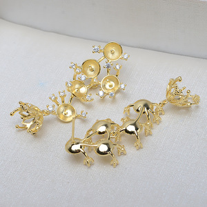 Ensemble de boucles d'oreilles pendantes en argent S925 avec perle baroque, cheveux de fœt de 8 mm et 10 perles, accessoires de bricolage pour femmes, style coréen, base creuse - Product Image 3