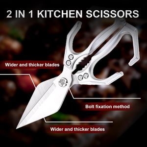 Multi-Purpose Heavy Duty Stainless Steel <b>Kitchen</b> Utility Scissors with Aluminum Alloy Handles for Meat and Chicken Cutting - Product Image 4