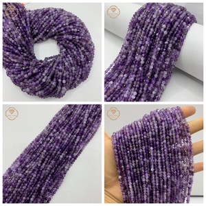 천연 소형 원형 컷팅 자수정 비즈 2mm DIY 주얼리 액세서리용 천연 루즈 스톤 - Product Image 1