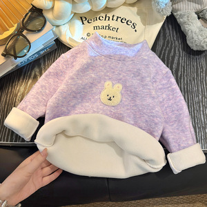 Haut thermique pour enfants <span class=keywords><strong>en</strong></span> polaire doublé, col semi-montant, <span class=keywords><strong>en</strong></span> <span class=keywords><strong>velours</strong></span> doux avec patch animal de dessin animé Koala, couche de base intérieure chaude - Product Image 4
