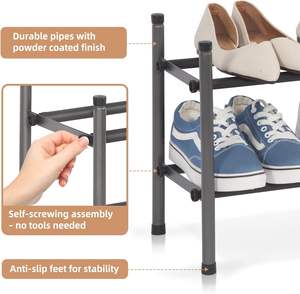 भंडारण मैनैक एक्सपेबल मेटल जूता रैक-8 जोड़े क्षमता 2-टियर एडजस्टेबल ऑर्गेनाइजर - Product Image 5