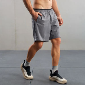 Esporte de verão compressão Athletic Gym Shorts dos homens com logotipo de secagem rápida malha calças respirável meados da cintura com bolsos - Product Image 2