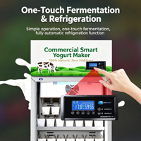 Fermenteur à yaourt commercial à double porte avec affichage numérique, refroidissement par ventilateur, sans givre, chauffage, réfrigération et éclairage LED